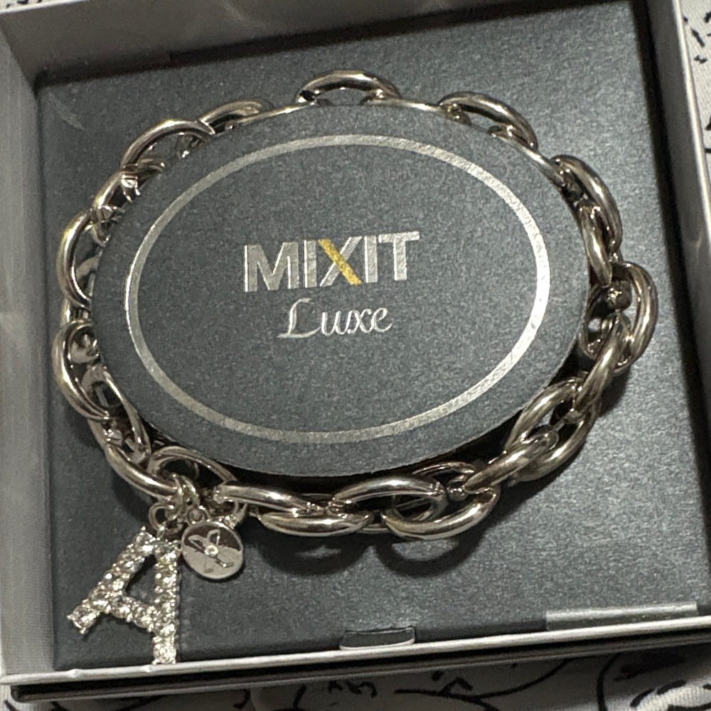 Mixit Luxe Silver Bracelet with Initial Charm